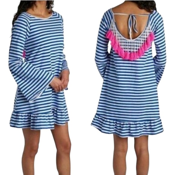 Philosophy Striped Beaded Tassel Back Dress - Picture 1 of 8